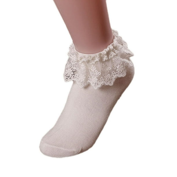 5 Color Vintage Lace Ruffle Frilly Socks Ladies Princess Girl